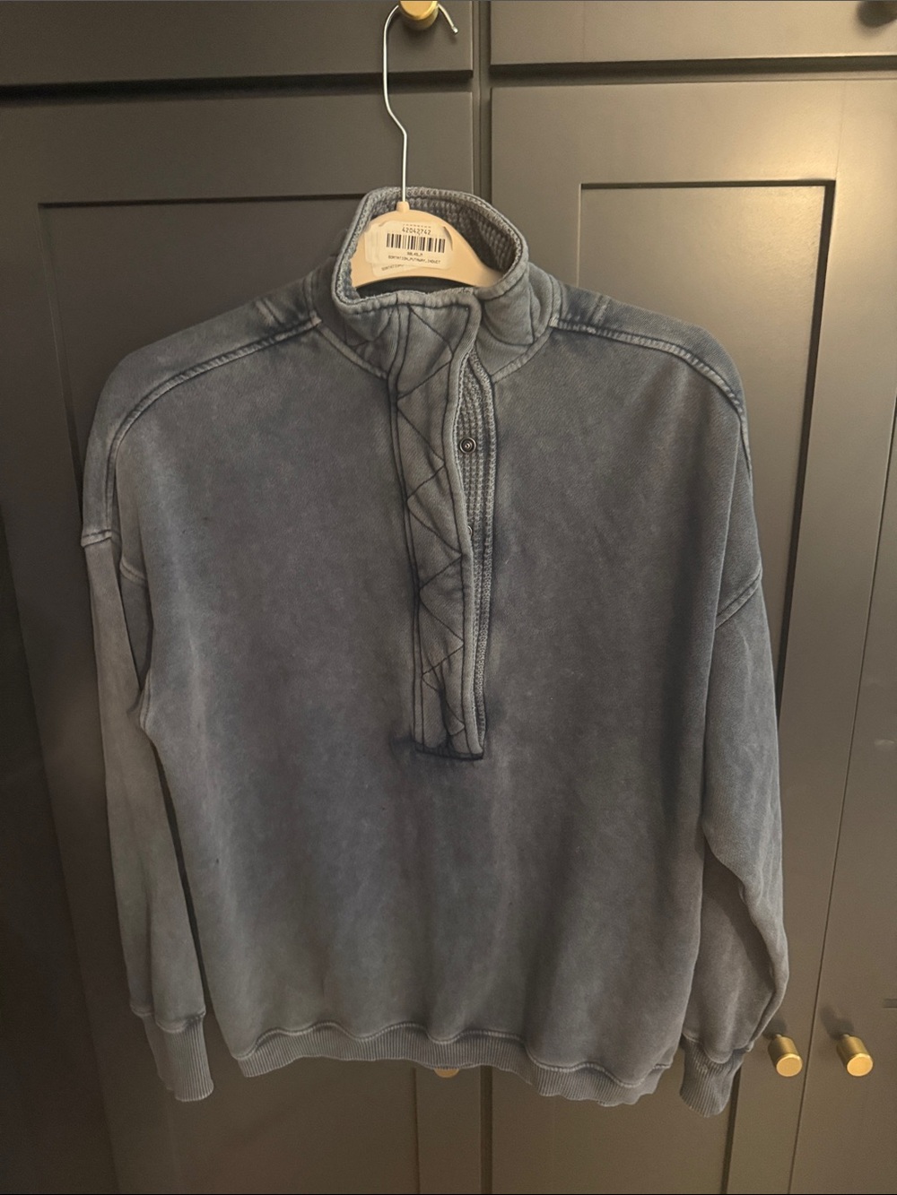 Aerie getaway Quarter-snap sweatshirt - blue grey size XXS
